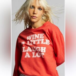 Recycled Karma Wine A Little Laugh A Lot Fitted Sweatshirt NWOT